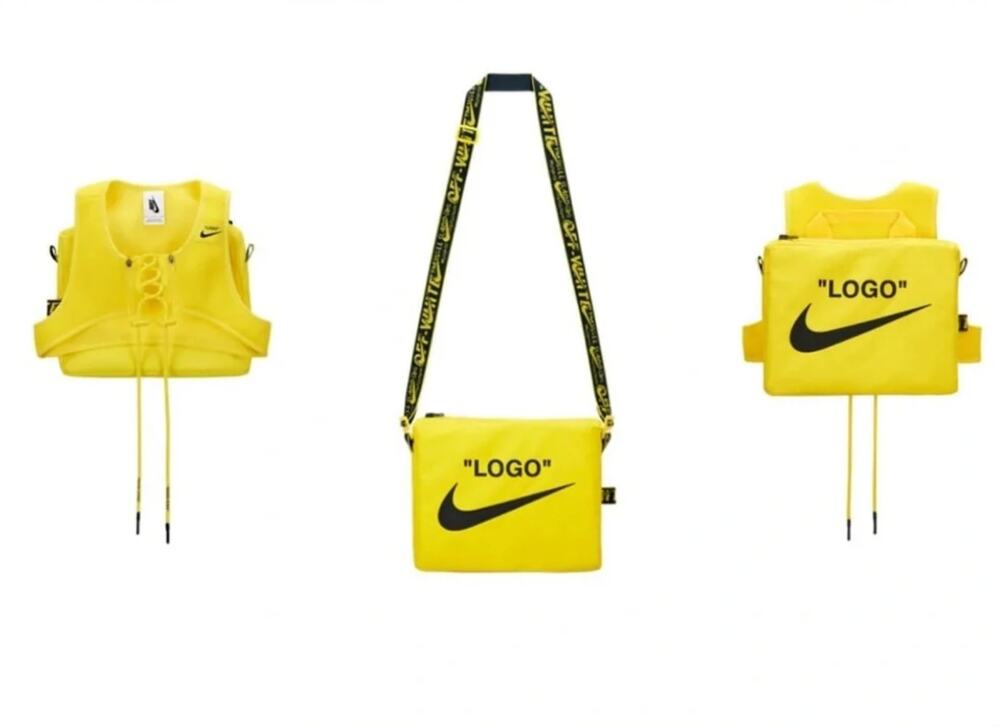 NWT Nike Off White Yellow 'Logo' Utility Pouch Running Bib Vest Size Small